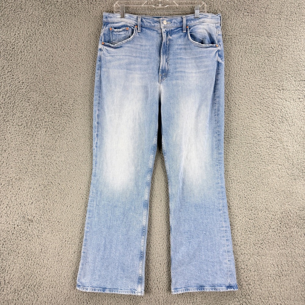 Mother The Scooter Ankle Jeans Womens 33 Blue High Rise Wide Leg Light Wash